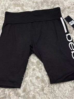 bebe Black Bike Shorts with White Logo